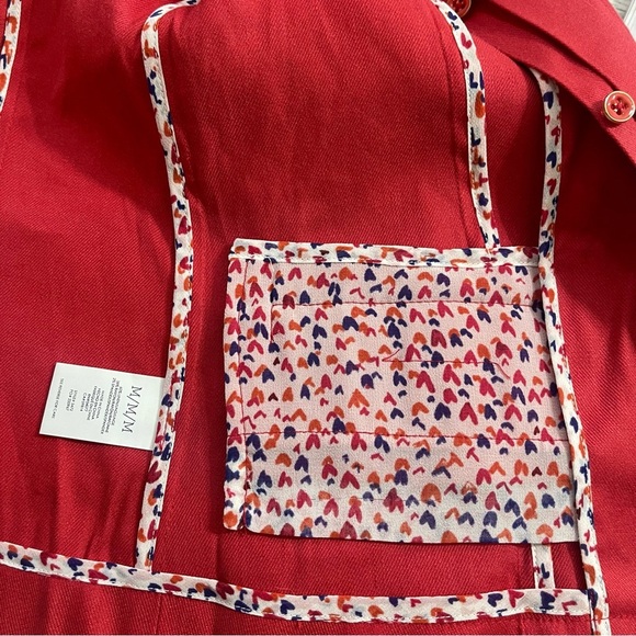 CAbi Valentine Linen Blend Double Placket Button Red Blazer Medium - Picture 10 of 11